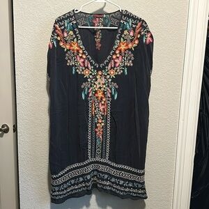 Johnny Was embroidered Silk Tunic Blouse 2X